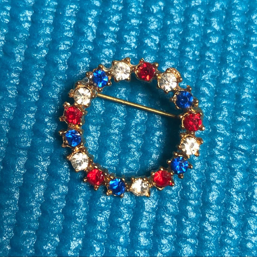 Red white and blue  brooch